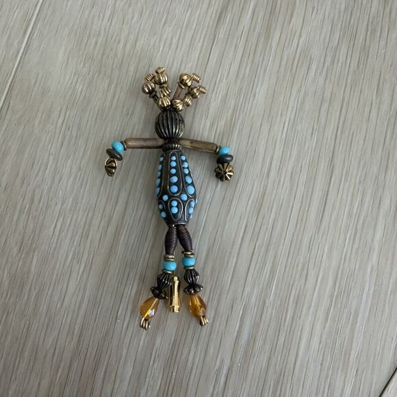 Artisan Accessories - Stick Figure Brooch Crazy Hair Figural Stick Pin Artisan Funky 3.25"